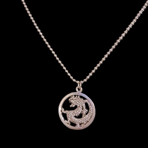*5/35* Dragon Amulet Ball Chain Necklace - Picture 1 of 5
